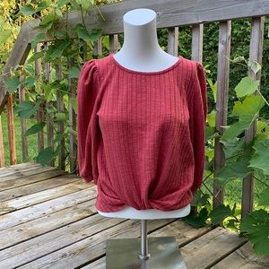 W5 | NWT Terracotta rib knit tie front top